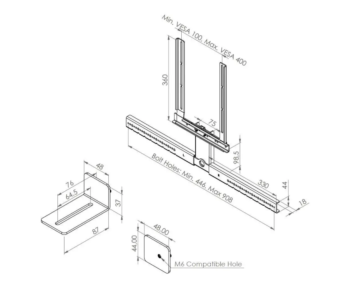 CTSHUNIB Soundbar module voor draaibare TV voet