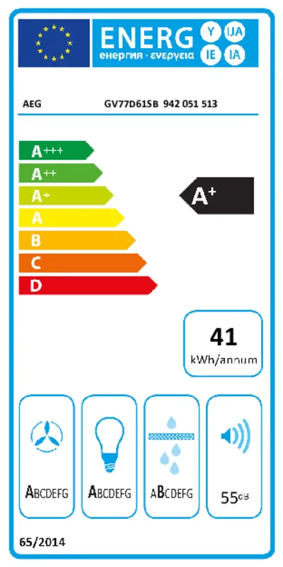 AEG GV77D61SB energielabel