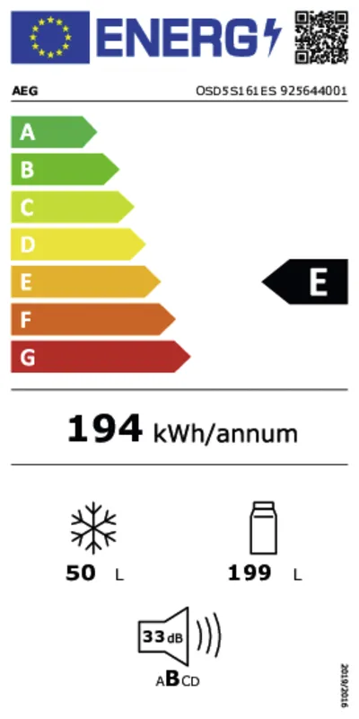 AEG OSD5S161ES energielabel