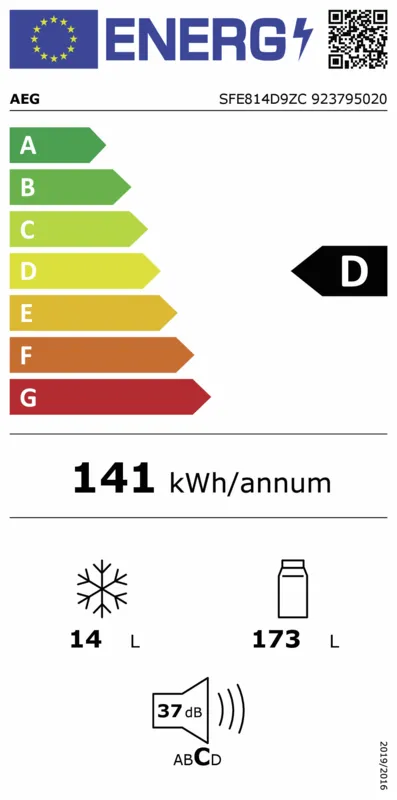 AEG SFE814D9ZC energielabel