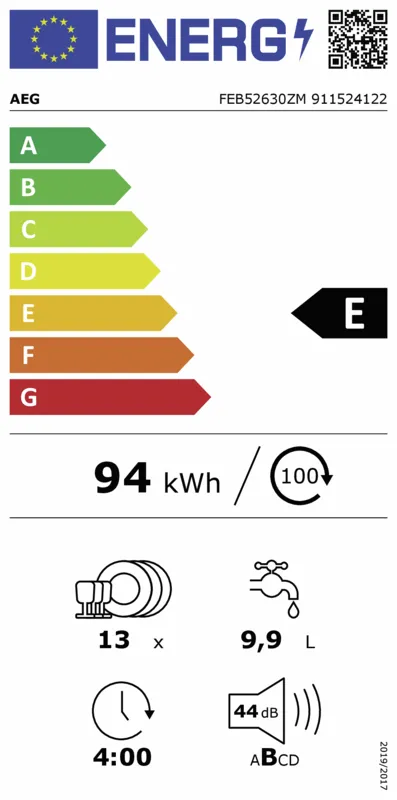 AEG FEB52630ZM energielabel