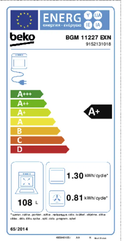 Beko BGM 11227 EXN energielabel