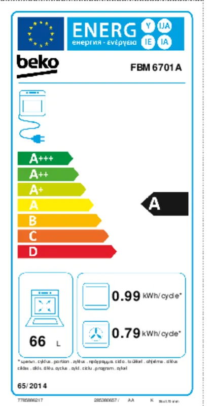 Beko FBM6701A energielabel