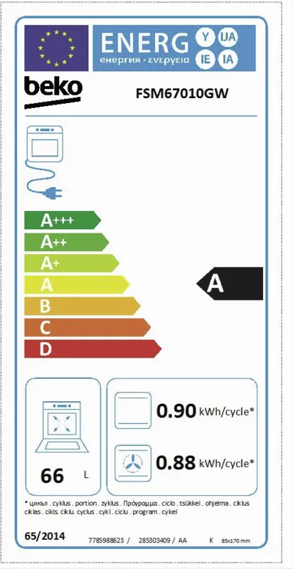 Beko FSM 67010GW energielabel
