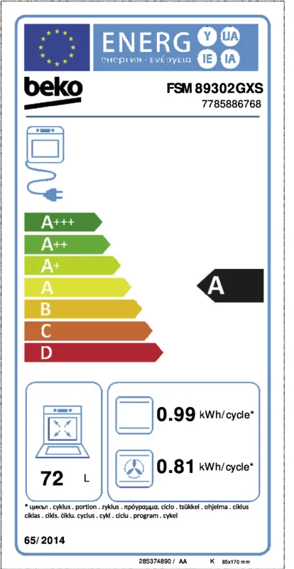 Beko FSM89302GXS energielabel