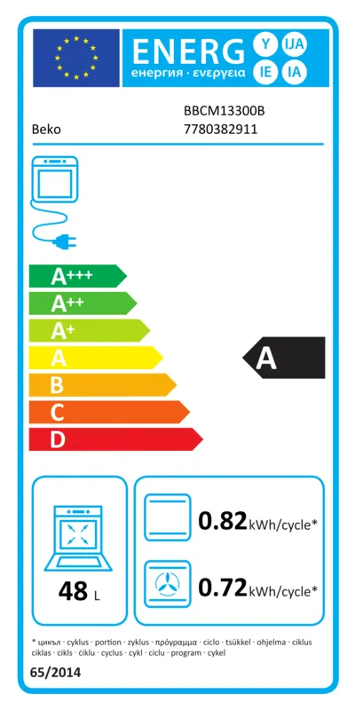 Beko BBCM13300B energielabel