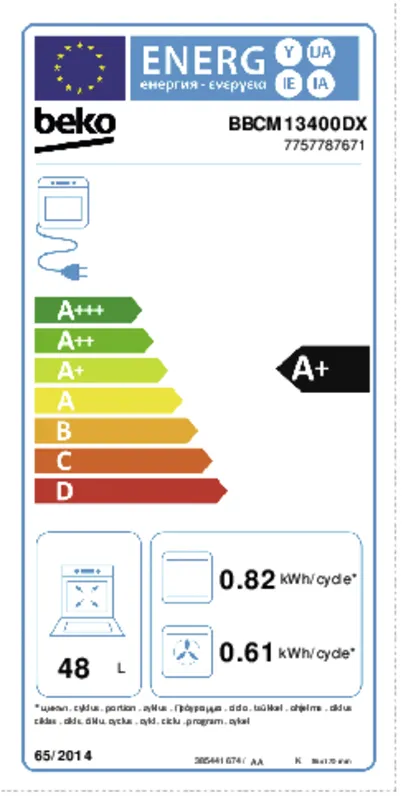 Beko BBCM13400DX energielabel