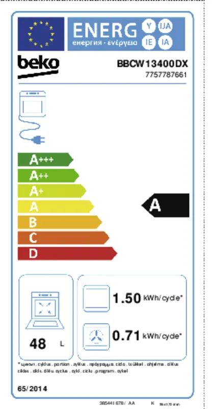 Beko BBCW13400DX energielabel