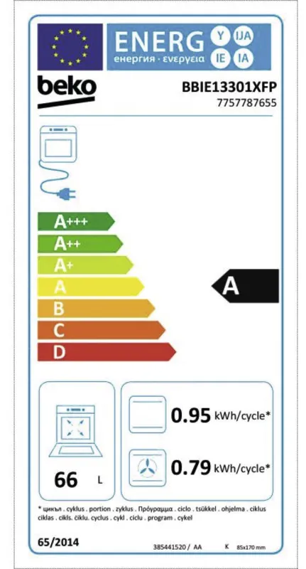 Beko BBIE13301XFP energielabel