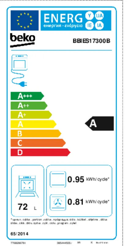 Beko BBIES17300B energielabel