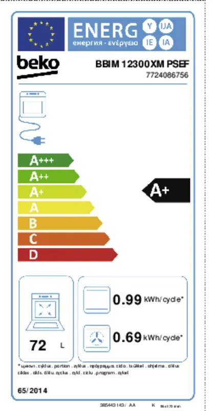 Beko BBIM12300XMPSEF energielabel