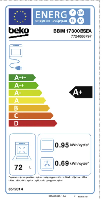 Beko BBIM17300BSEA energielabel