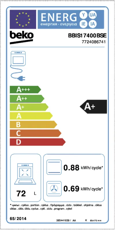 Beko BBIS17400BSE energielabel