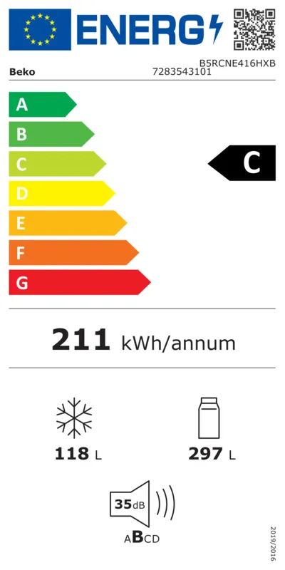 Beko B5RCNE416HXB energielabel