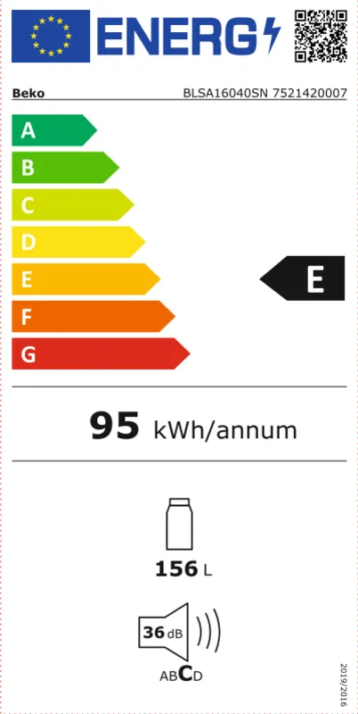Beko BLSA16040SN energielabel