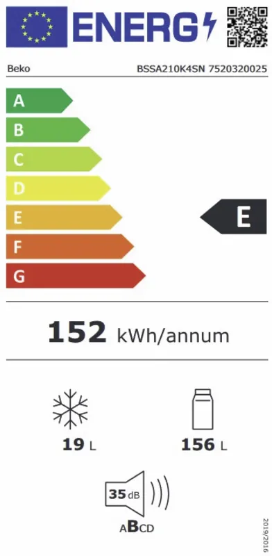 Beko BSSA210K4SN energielabel
