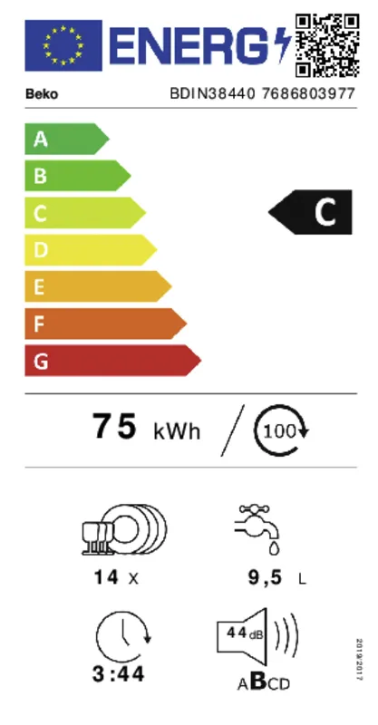 Beko BDIN38440 energielabel