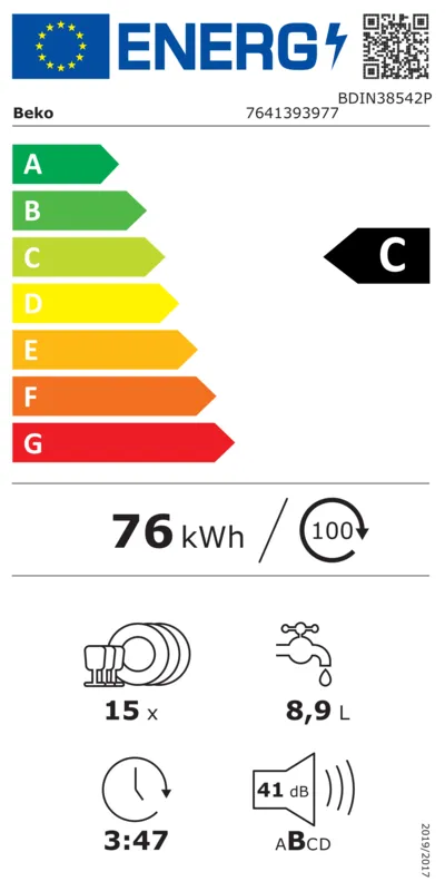 Beko BDIN38542P energielabel