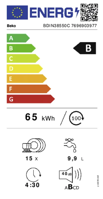 Beko BDIN38550C energielabel