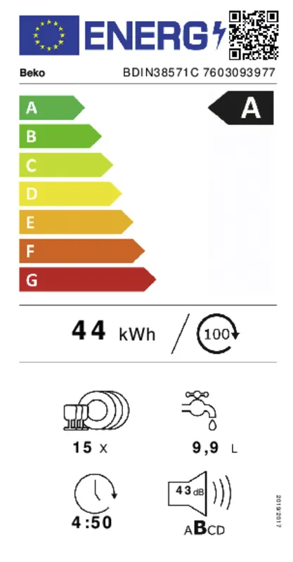 Beko BDIN38571C energielabel