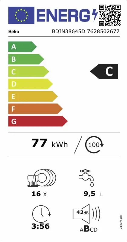 Beko BDIN38645D energielabel