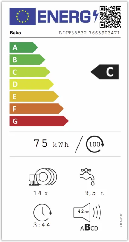 Beko BDIT38532 energielabel