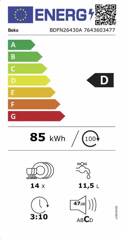 Beko BDFN26430A energielabel