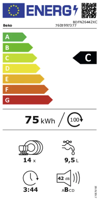 Beko BDFN26442XC energielabel