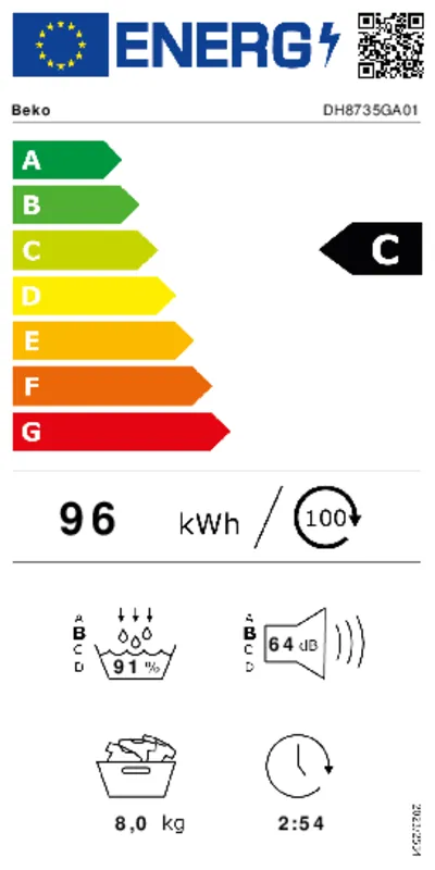Beko DH8735GA01 energielabel
