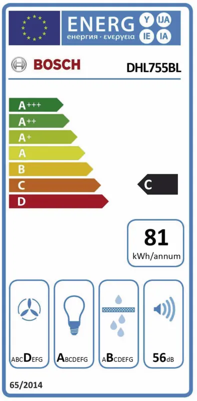 Bosch DHL755BL energielabel