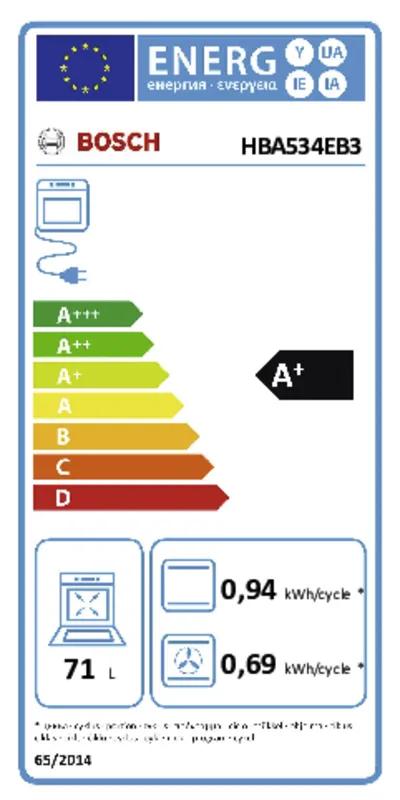 Bosch HBA534EB3 energielabel