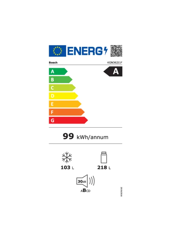 Bosch KGN362I1F energielabel
