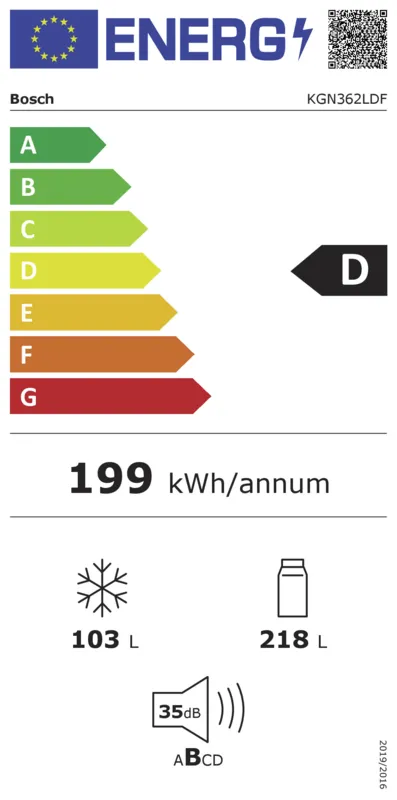 Bosch KGN362LDF energielabel