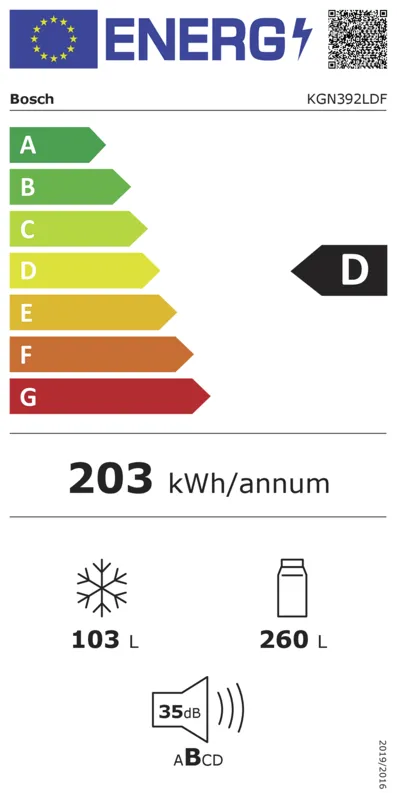 Bosch KGN392LDF energielabel