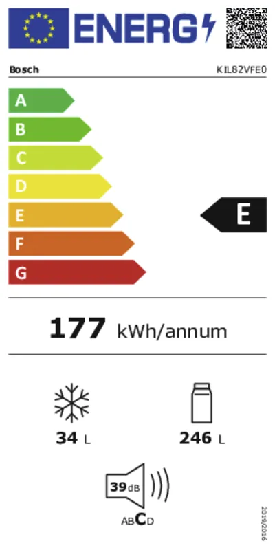 Bosch KIL82VFE0 energielabel