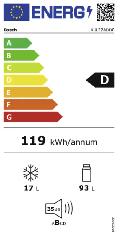 Bosch KUL22ADD0 energielabel