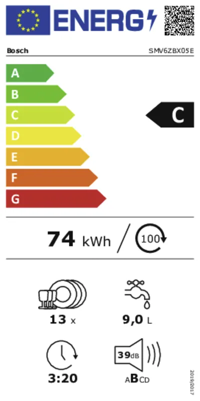 Bosch SMV6ZBX05E energielabel