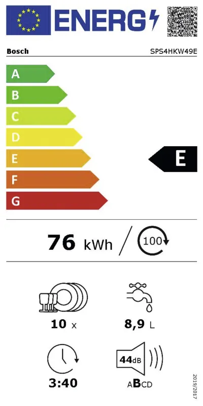 Bosch SPS4HKW49E energielabel
