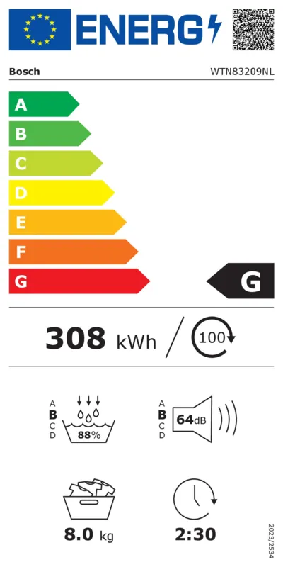 Bosch WTN83209NL energielabel