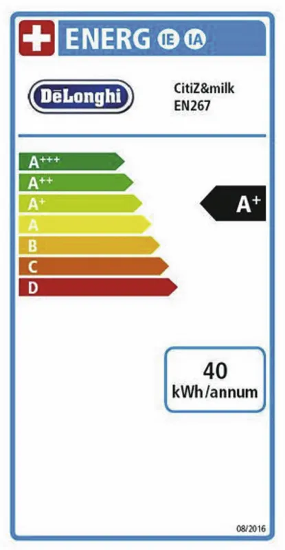 De´Longhi EN 267.WAE Citiz milk energielabel