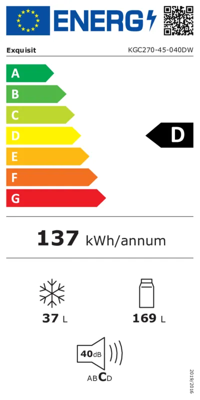 Exquisit KGC270-45-040DW energielabel
