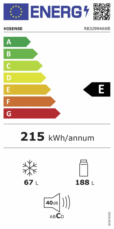 Hisense RB329N4AWE energielabel