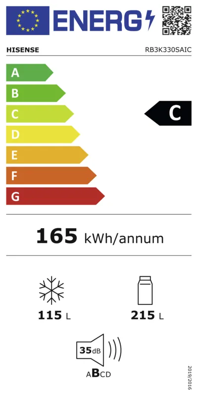 Hisense RB3K330SAIC energielabel