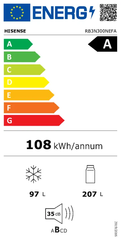 Hisense RB3N300NEFA energielabel