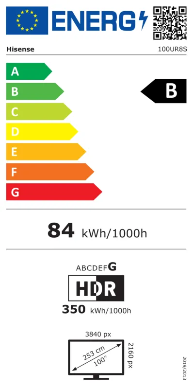 Hisense 100UR8S energielabel
