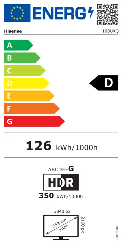 Hisense 100UXQ energielabel