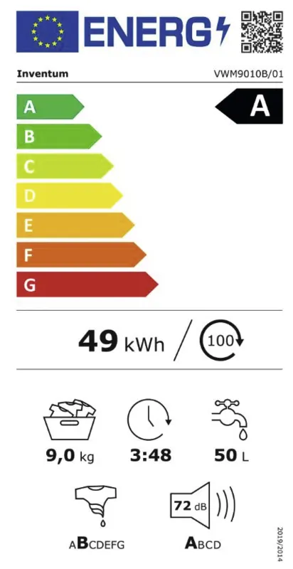 Inventum VWM9010B energielabel