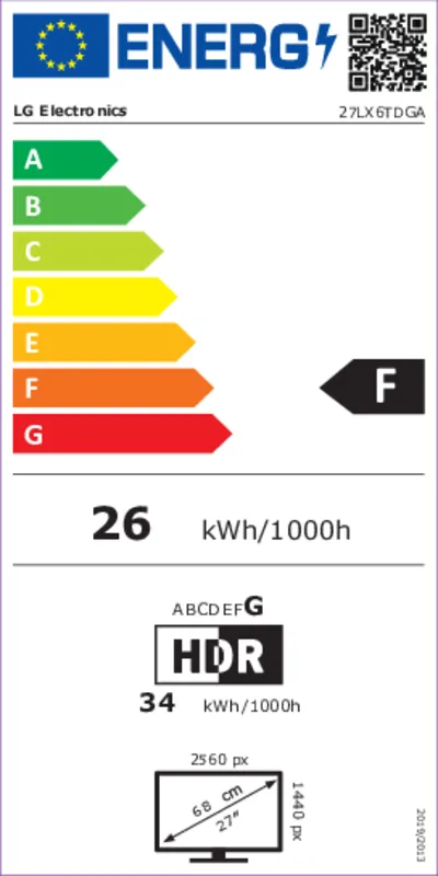 LG 27LX6TDGA StandbyME 2 energielabel