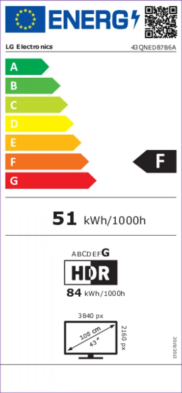 LG 43QNED87B6A energielabel