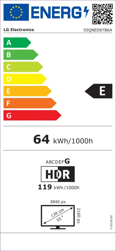 LG 55QNED87B6A energielabel